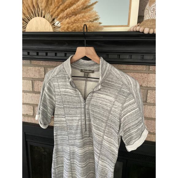 Tommy Bahama Calvert Grey French Terry Dress Womens Medium Short Sleeve Mini - Picture 3 of 8